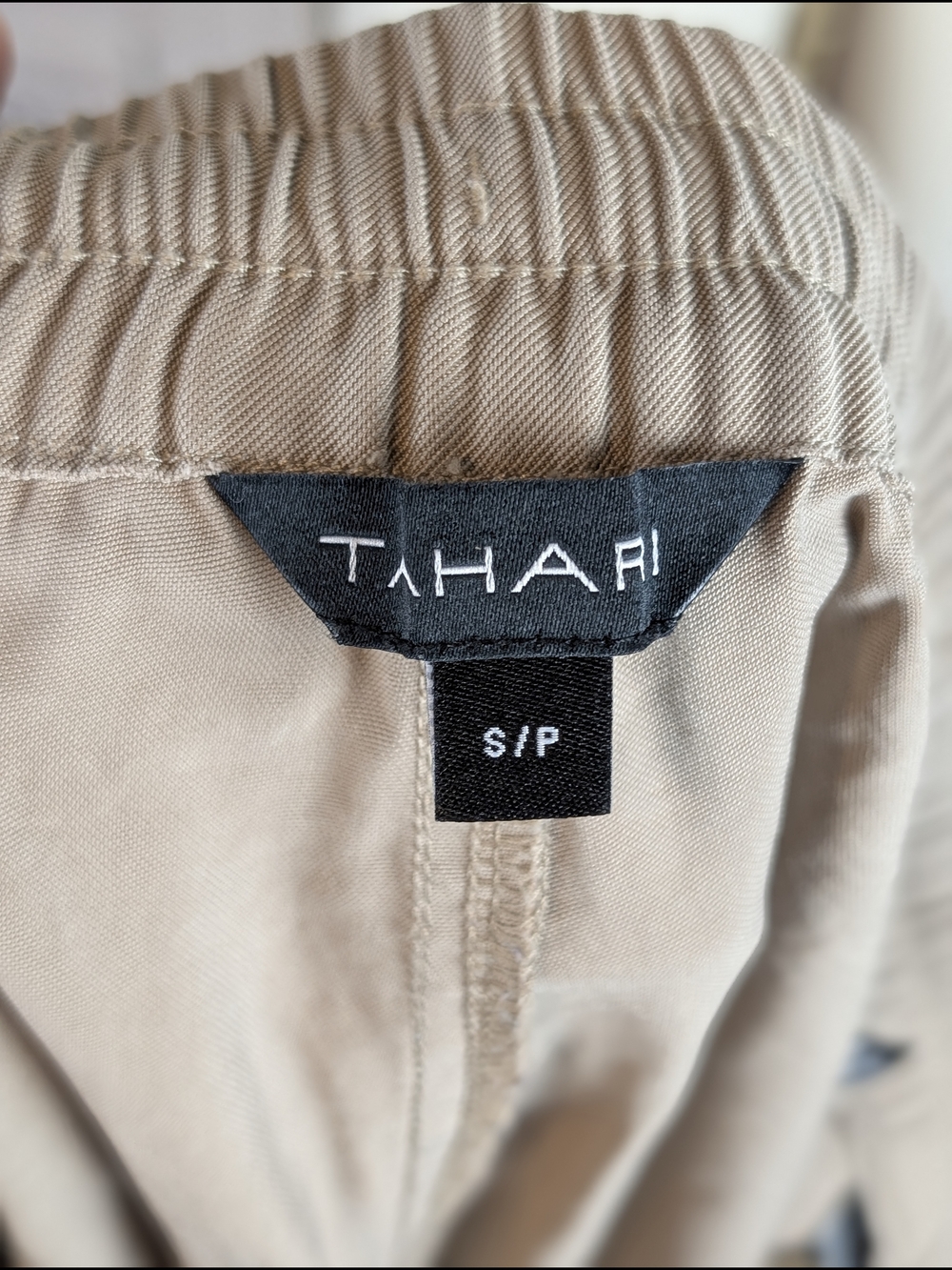 Tahari Tapered Pants Neutral Rayon Blend Elastic Waist Small | Boho Coastal - Picture 8 of 9
